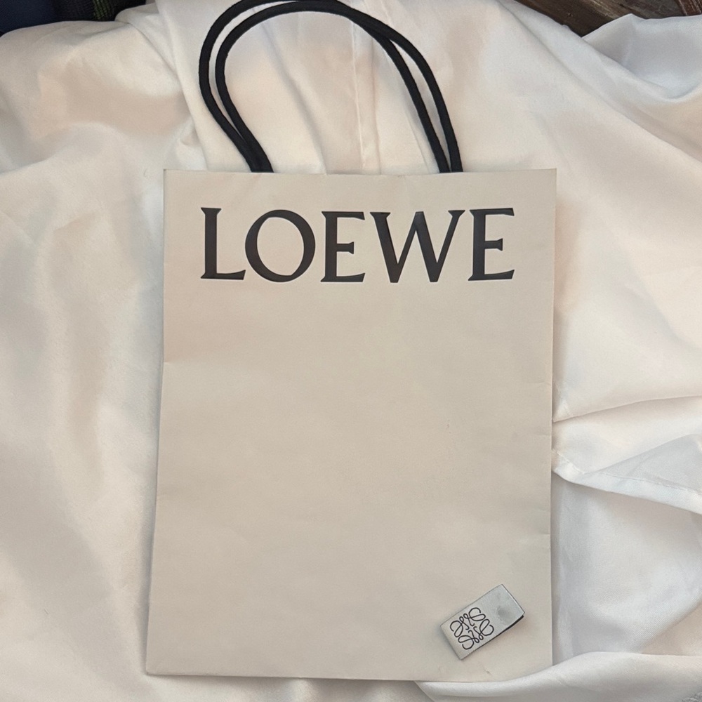 Loewe Cream Shopping Tote with Black Rope Handles